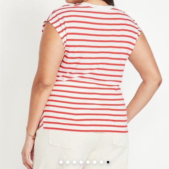 Old Navy White & Red Stripe EveryWear Side Tie Top - Picture 9 of 11